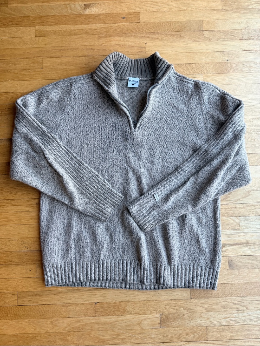 Columbia Men's Zip-Neck Chunky Knit Sweater size L warm preppy old money fall